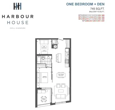 For Rent – 1-Bedroom + Den Condo at Harbour House, 31 Huron St,