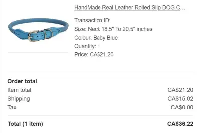 New Blue Hand Made Real Leather Rolled Slip DOG COLLAR, View more