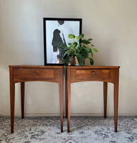 Set of tall walnut nightstands/ side tables (formerly sewing tab