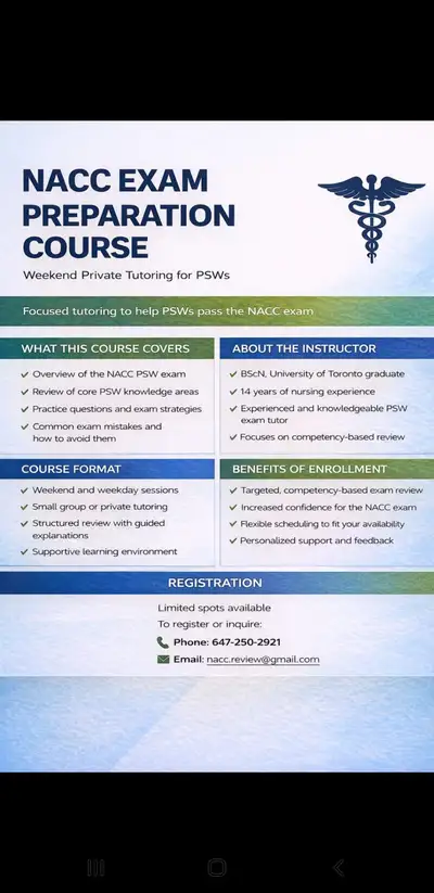 NACC PSW Exam Preparation Tutoring | Weekend & Weekday Sessions, View more