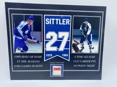 Darryl Sittler Toronto Maple Leafs Piece of Game Used Stick - Heros 'N' Legends COA -Size is 8x10 -J...