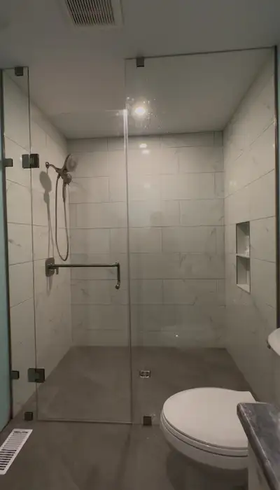 FRAMELESS SHOWER GLASS DOOR ENCLOSURES Framed Shower / Tub Enclosures GLASS RAILING STAIRS DECKS GLA...