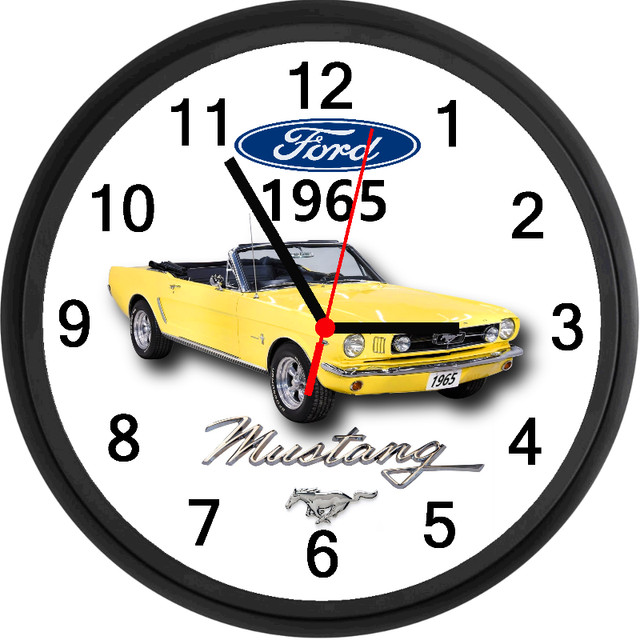 1965 Ford Mustang Convertible (Grabber Yellow) Custom Wall Clock in Other in Hamilton