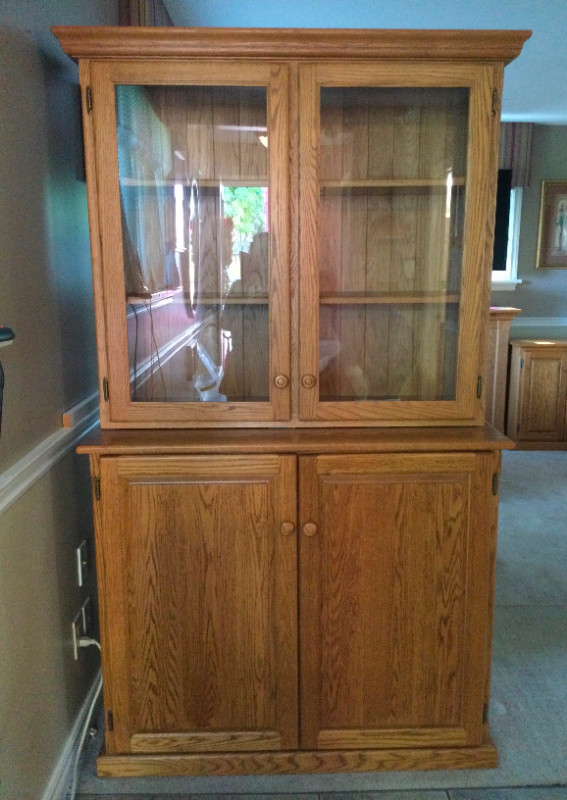 Estate Sale - Solid Oak Small 2 Piece Cabinet | Hutches & Display Cabinets  | Barrie | Kijiji