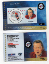 CARTE DE HOCKEY DOUG HARVEY POSTE CANADA TIMBRE PLASTIF;É