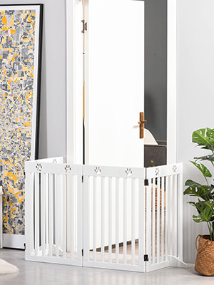 PawHut Freestanding White 4 Panel Folding Pet Gate Dog Barrier in Accessories in Kitchener / Waterloo - Image 3
