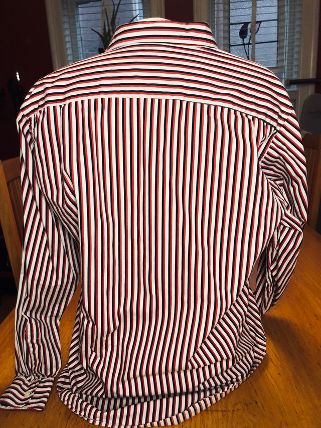 Vintage Yves Saint Laurent Red White Black Cotton Striped Button in Men's in Kitchener / Waterloo - Image 3