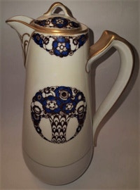 MINT Vintage Gilt Trimmed Art Deco Cobalt Limoges Chocolate Pot!