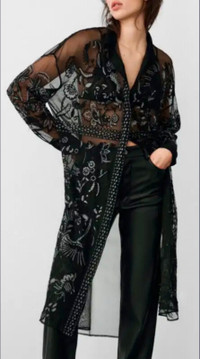 Zara chemise maxi longue dress robe shirt blouse blazer aritzia