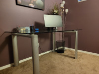 Glass/Nickel Desk or Dining Table