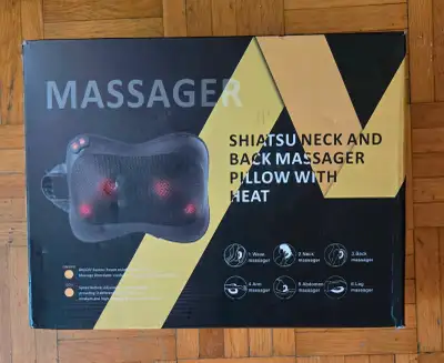 Shiatsu neck and back massager pillow with heat., View more