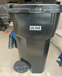 Uline Trash Can with Wheels - 65 Gallon, Black