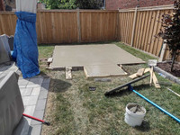 Concrete slab for shed and hot tub