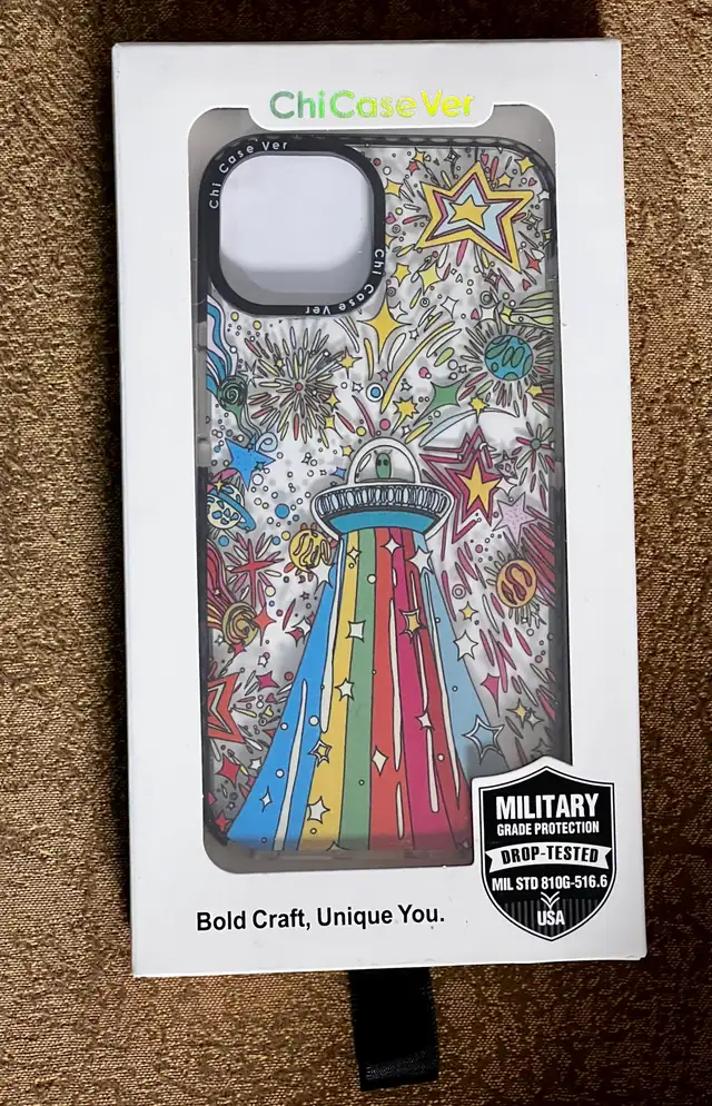 iPhone 14 Case, Psychedelic UFO Fireworks Pattern in Cell Phone Accessories in Hamilton - Image 3
