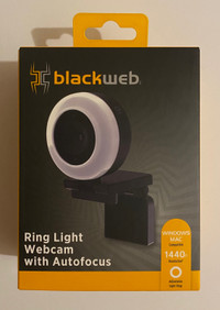 Brand New Blackweb Webcam 1440p with Ring Light and Autofocus
