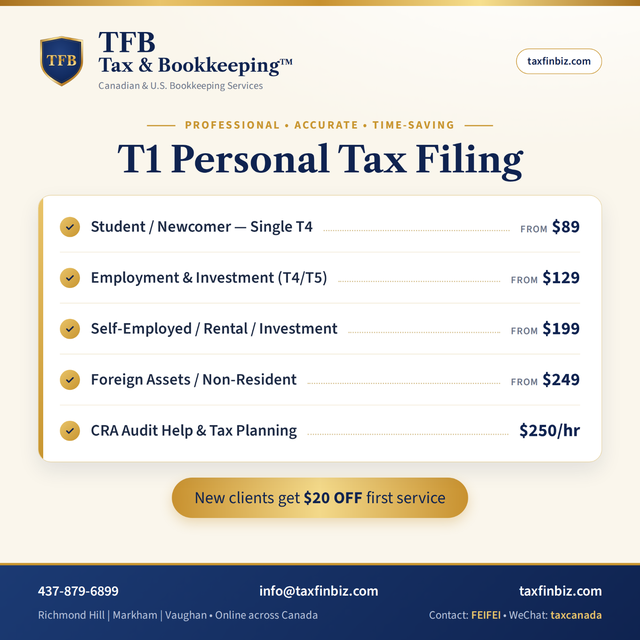 Tax & Bookkeeping Services | T1 From $89 | Richmond HillTa