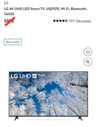 NEW 65" LG 4K WEBOS UHD SMART TV $569.99