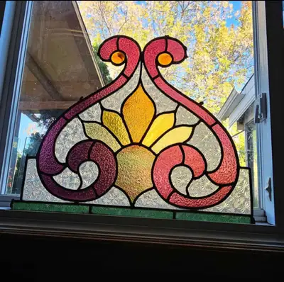 Antique stained glass window, View more