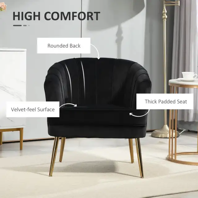 Fabric Armchair, Modern Accent Chair with Gold Metal Legs for Li in Chairs & Recliners in Markham / York Region - Image 5