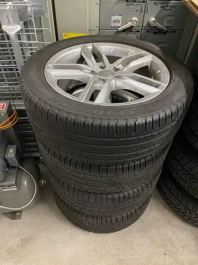 Original all season tries with OEM rims from Audi Q3. About 60-70% tread remaining.
