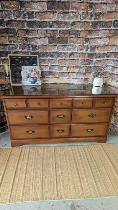 BARONET BRANDED Solid Maple wood Dresser with Protective Glass top. Sideboard Dresser, Entryway Tabl...