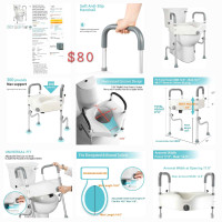 New Raised Toilet Seats, Shower Chairs, Toilet Safety Frame