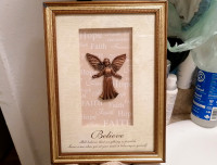 Believe gold frame angel wall picture