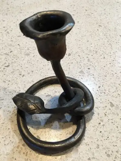 4" tall chunky metal candle holder. Great gift., View more