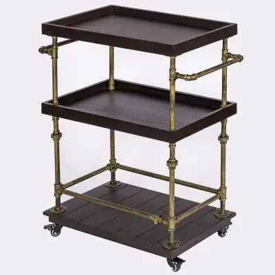 Industrial Bar Cart, 3-Tier Serving Cart Creates with Solid Wood, View more
