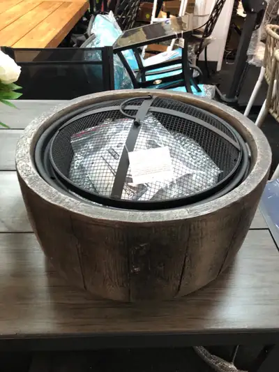 18" Metal Outdoor Fire Pit with Spark Cover, Poker Wood Burning, View more
