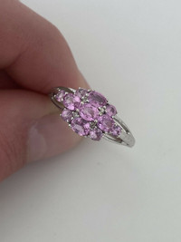 For Sale, a fine 9ct Gold Pink Sapphire and Diamond Cluster Ring