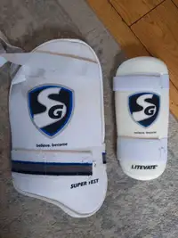 SG super test thigh and arm cricket pads