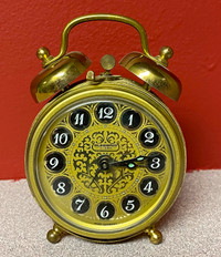 Small Antique Brass Alarm Clock Made in Germany