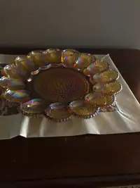 Vintage gold coloured glass egg tray