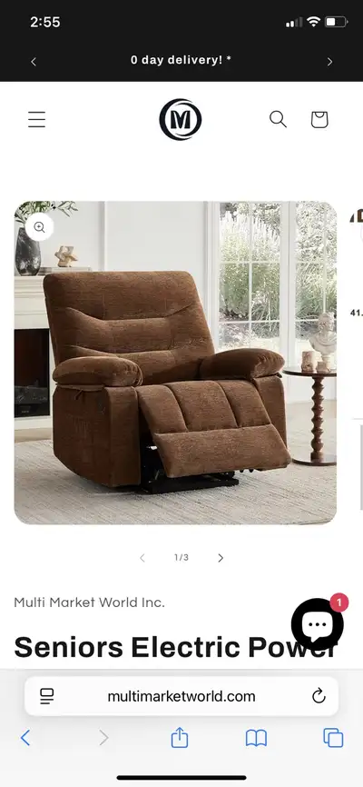 Power lift chair extra wide, View more