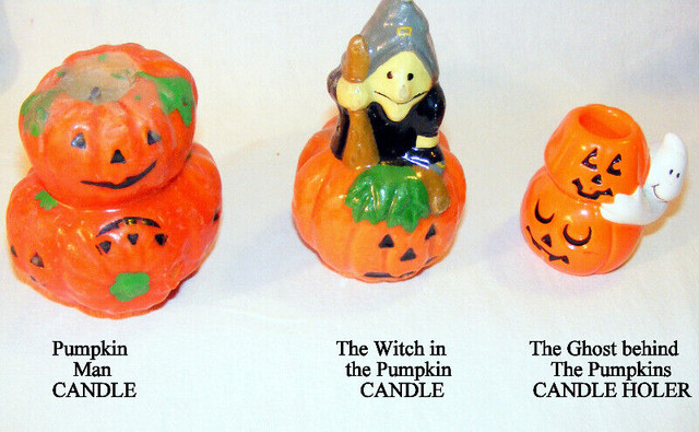 Happy Halloween 2 L wax Candles, 1” pillar candle holder, ready in Home Décor & Accents in City of Toronto