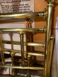 Beautiful vintage double size refinished brass bed. And frame.