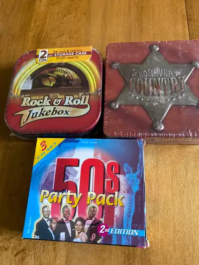 10 each Rock & Roll Jukebox and Forever Country never opened 50s party pack 3 disc set