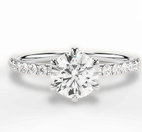 2.25 Ct Round Six-Prong Lab Diamond Band Engagement Ring