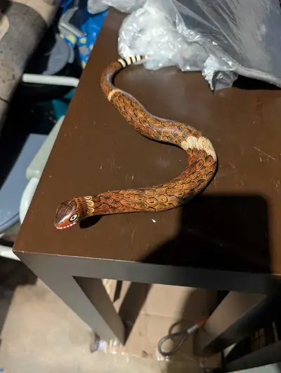 Hand-Painted Wooden Snake Figurine, View more