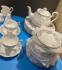 Vintage discontinued Royal Albert Silver Maple tea set
