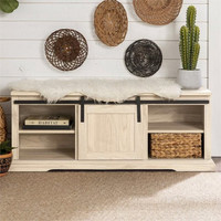 48" Sliding Grooved Door Entry Bench with Storage