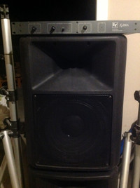 Pair of EV SX200 speakers, crossover and stands