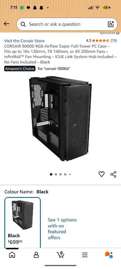 Corsair 9000d airflow PC case W/icue link, View more