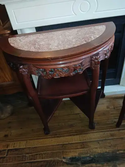 Beautiful Antique Hardwood Table with Marble.