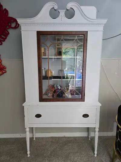 White China Cabinet with Glass Door, View more