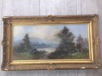 Watercolour Lake Scene - signed W. Cox