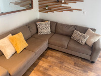 Sectional couch - dark grey/beige