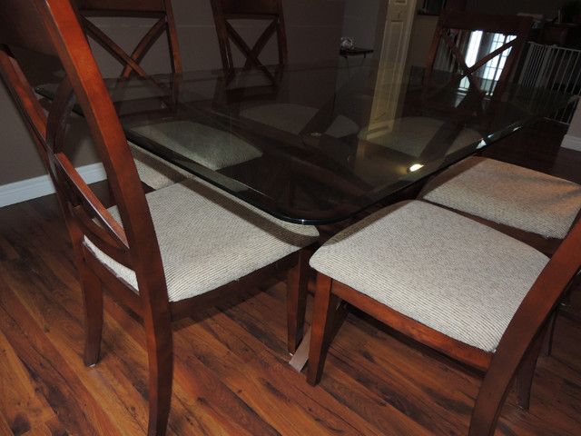 Wooden Dining Set with Glass Table Top in Dining Tables & Sets in Petawawa - Image 3