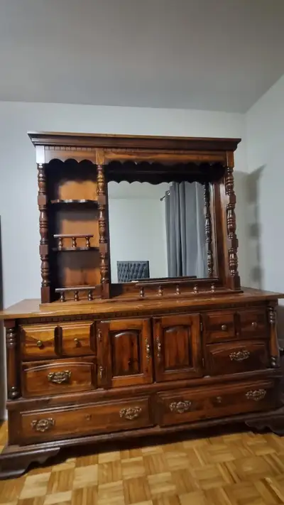 Solid Wood Dresser with Mirror Hutch, View more